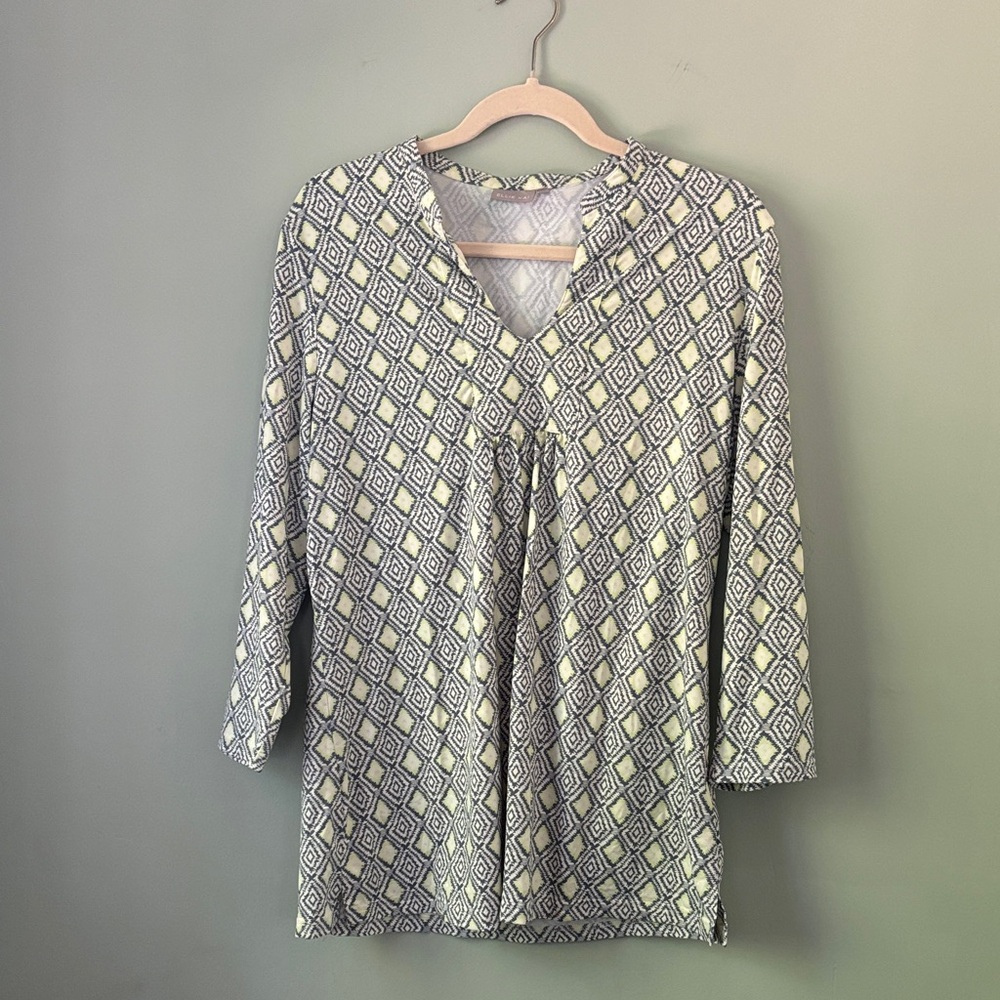 Elegant Geometric Patterned Women's Top - Ellie Kai- size 14